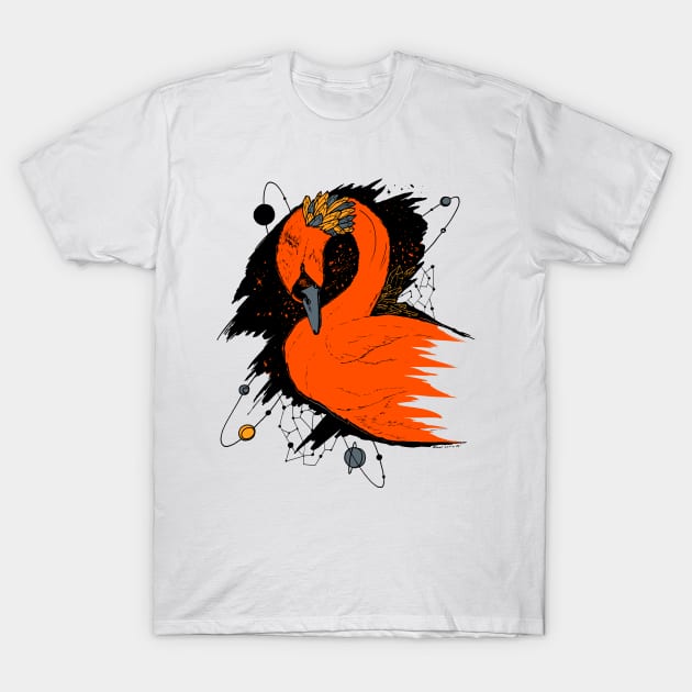 Orangrey Swan Among The Stars T-Shirt by kenallouis